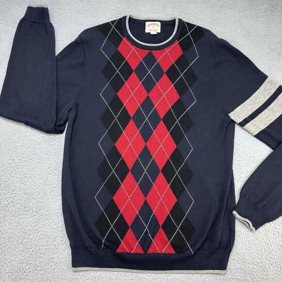Brooks Brothers Sweater Mens Medium Argyle Lightweight Pullover Prep Cotton Wool - Picture 2 of 8